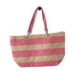 Ulta Pink Striped Tote Bag Inner Pockets Beach Gym Bag Medium Size Photo 5