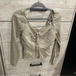 Celebrity Pink  Light Green Long Sleeve Crinkle Woven Top Size M Photo 1