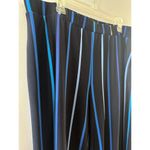 Susan Graver  Pants Women's XL Black Blue Striped Liquid Knit Wide Leg Stretch Photo 1