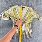 BCBG Maxazria Brushstroke Striped Faux-Wrap Top Green Blue Gray White Size S Photo 9