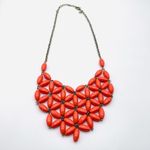 J. Crew coral floral cluster beaded necklace bib‎ Orange Photo 1
