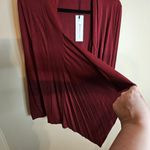 Urban Coco  Wine Red Light Weight Long Sleeve Irregular Hem Cardigan Photo 4