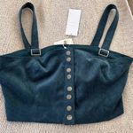 Finders Keepers  anthro corduroy silver buckle snap button turquoise crop top Photo 1