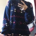 vintage • handknit sweater pullover chunky oversized navy blue 1990s cable knit Size L Photo 0