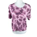 PINK - Victoria's Secret  Oversized Tie Dye Purple Ribbed Short Sleeve Tee Shirt Photo 6