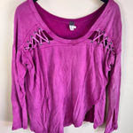 Free People Womens First Love Lace Up Top Bohemian Pink Size Small Oversized Photo 0