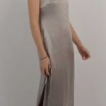 DISSH Mia Pewter Strapless Satin Dress NWT Sz. 10 Silver Photo 0