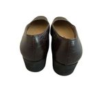 Salvatore Ferragamo  Brown Leather Low Pumps Croc Textured Square Toe Size 7.5 Photo 3