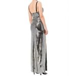 KikiRiki Shimmer Double High Slit Maxi Dress Silver Size Small NWT Photo 2