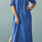 J. Jill Cotton Gauze One Pocket Shirt Dress Royal Blue Midi Medium Petite NWT Size undefined Photo 0