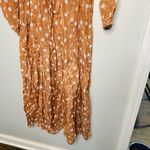 ByTiMo Women's Light Brown White Polka Dot Tie Waist Ruched Dress Size Medium Photo 4