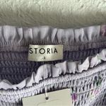 Storia Floral Puff Sleeve Smocked Crop Top NWT Small Purple pastel Photo 4