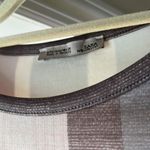 ZARA  | Striped Scuba Top Taupe Ivory Burgundy Short Sleeve Small Photo 2