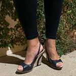 Charles David 7.5  navy blue slip on wedges Photo 7