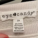 Eye Candy NWT  White Open Shoulder Ruffle Sweatshirt Photo 3