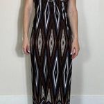 Valerie Bertinelli Boho Maxi Dress with Beaded Broach Size 6 Brown Photo 0
