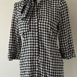 Kardashian Kollection  Blouse Houndstooth Bow Long Sleeve Dark Academia Sz XS Photo 0