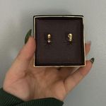 Genuine Diamond Dust Gold Toned Clip On Earrings Vintage Teardrop 90s Van Doran Photo 4