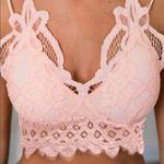 Pink Lace Bralette Floral Eyelet Padded Stretchy Romantic Top NWT Size M Photo 3