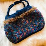 Handmade Unique Purse Handbag Multicolored Beaded Closure Wool Blend Photo 4