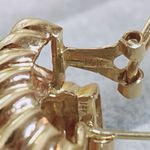 Ruby 14KT Yellow Gold Oval Sapphire Fine Statement Cabachon Omega Back Earrings Photo 7