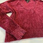 Forever 21  Women's Small Red V-Neck Long Sleeve Sweater Cropped Photo 2