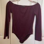 Solemio Maroon Off the Shoulder Bodysuit Photo 0