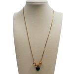 Dainty Green Heart Charm Gold Tone Necklace 12" Vtg Minimalist Photo 1