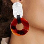 Amrita Singh Resin and Faux Leather Large Statement Earrings Photo 5