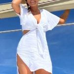 Urban Daizy Linen Blend cutout coverup dress😎🤍 NWT size Large  Photo 0