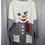 Snowman Tunic Shirt Womens Small Gray White Red Plaid Scarf Winter Holiday Top Photo 0