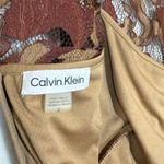 Calvin Klein  2 Lace Brown Dress Floral A-Line Sheath Fringe Formal Wedding Party Photo 6
