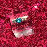 Boutique Aquamarine Birthstone Womens Ring Size 5 Sky Blue Sparkle Princess Cut Y2K gift Photo 4