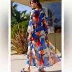 Anthropologie Beach Riot Shiloh Tie Front Abtract Printed Coverup Maxi Dress Small Photo 2