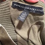 White House | Black Market  Olive Green Floral Eyelet Ladder Tiered Hem Dress Sz 6 Photo 4