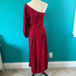 Reformation  Lawrence One Shoulder Midi Dress Crimson Red Slit Cocktail Size 12 Photo 5
