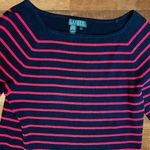 Ralph Lauren Lauren Women’s Size Large Navy & Red Striped Sweater • Relaxed Fit Photo 7