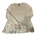 Alya Women’s Size Small - Cream Long Sleeve Crew Lace Detail Sweater Photo 0