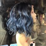 Blue curly Short bob Lacefront wig Ombre Photo 3