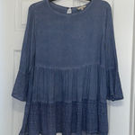 Crescent ✨ Dusty Blue 3/4 Sleeve Ruffle Top, NWT Photo 0