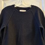 Loft Women Black Knit Sweater Bell Sleeve Textured Crew Neck Size S Photo 6