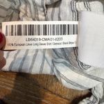 Quince  European Linen Long Sleeve Shirt Oatmeal Black Stripe Button Down Size S Photo 6