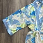 Oscar de la Renta Óscar De la Renta (Pink Label) Blue Robe Satin Floral Size S/M Elegant Photo 2