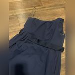 Vera wang white label navy satin formal belted ruched dress classic 16 spring Blue Photo 3