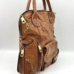 Sam Edelman Moto Tumbled Leather Tote Brown Bag Photo 2