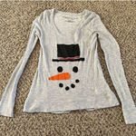 Aeropostale  Vintage gray thin women's snowman top size medium‎ Photo 0