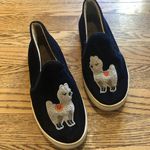 Soludos Loafers  Slip On Shoes  Navy Velvet Llamas Photo 1