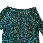 ZARA  Green Black Floral Print Dress Long Sleeve Mini Length Size XS Women's Photo 6