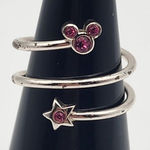 Disney  Silver Tone Mickey Mouse & Star Pink Rhinestones Wrap Ring Photo 0