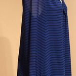 Vince Camuto striped Black & Blue long sleeve blouse, dress shirt with tie. SZ M Photo 3